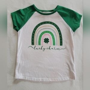 Lucky Charm Kids Shirt - Green and White. 3T